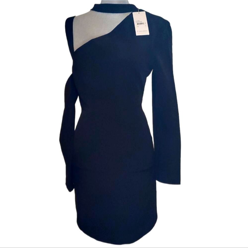 Finders Keepers black asymmetrical cutout bodycon mini party dress size XS